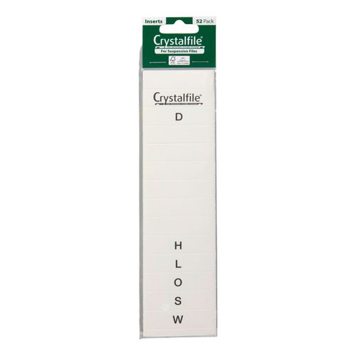 Crystalfile Inserts A-Z White Pack 52