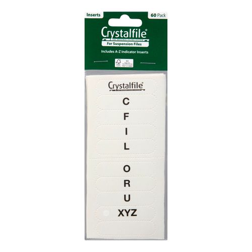 Crystalfile Indicator Inserts A-Z White Pack 60