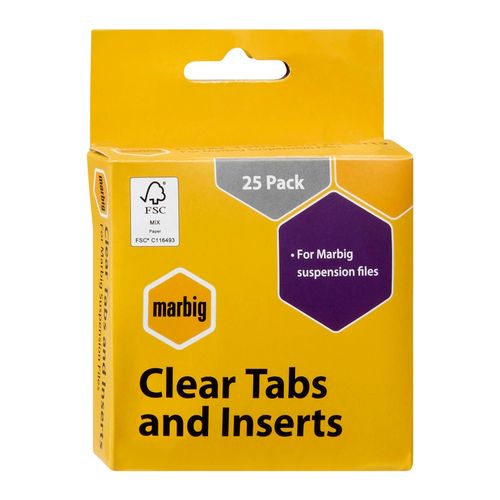 Marbig Suspension File Tabs And Inserts Pack 25