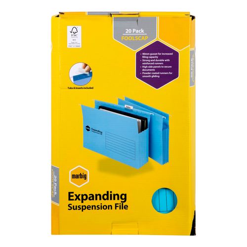 Marbig Expanding Suspension Files Complete Blue Pack 20