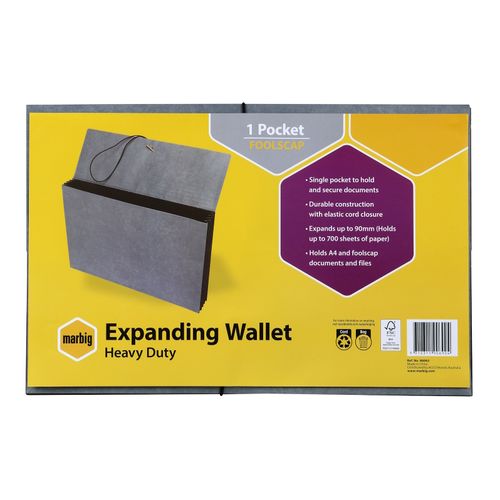 Marbig Wallet Expanding Foolscap Manilla Heavy Duty With Flap Green