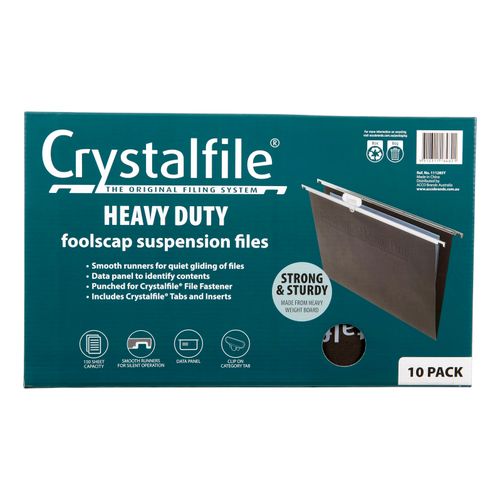 Crystalfile Complete Suspension Files Foolscap Heavy Duty Pack 10