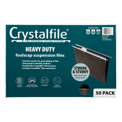Crystalfile Complete Suspension Files Foolscap Heavy Duty Pack 50
