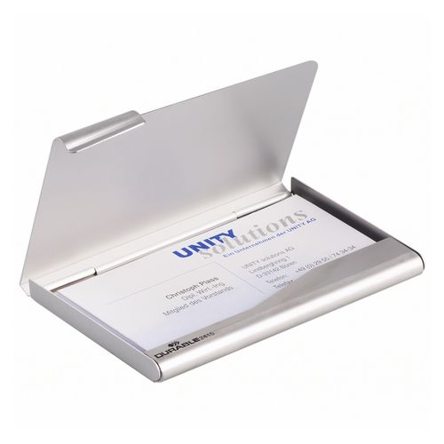 Durable Business Card Box 20 Card Capacity Aluminium