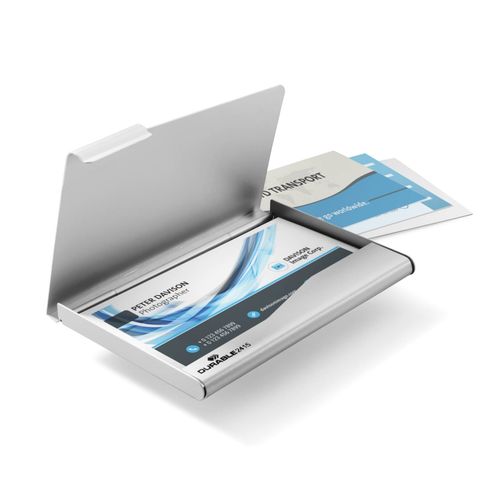 Durable Business Card Box 20 Card Capacity Aluminium