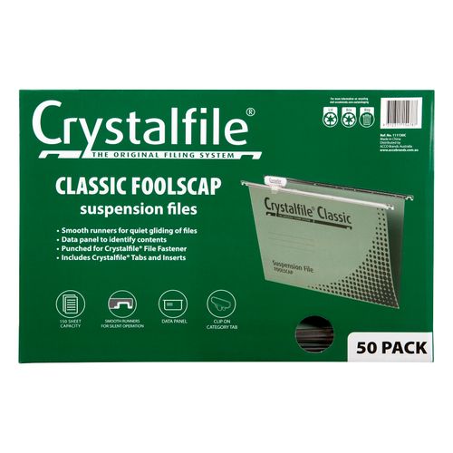 Crystalfile Complete Suspension Files Foolscap Classic Pack 50