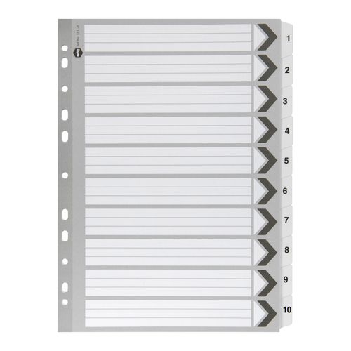 Marbig Indices & Dividers 1-10 Tab Reinforced A4 Black