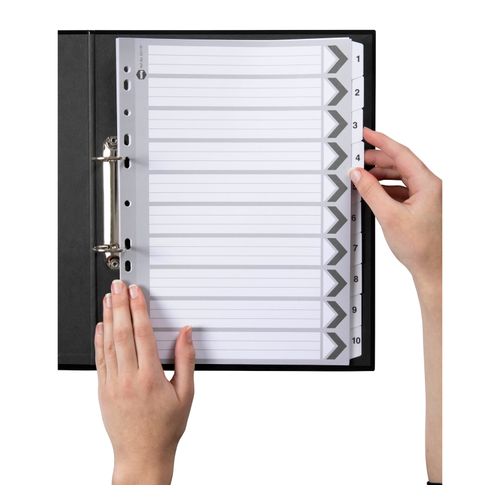 Marbig Indices & Dividers 1-10 Tab Reinforced A4 Black