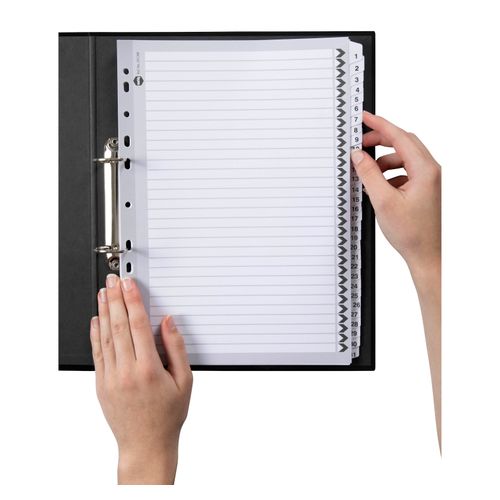 Marbig Indices & Dividers 1-31 Tab Reinforced A4 Black