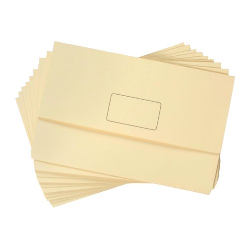 Marbig Slimpick Foolscap Cardboard Document Wallet Bright Buff Pack 10