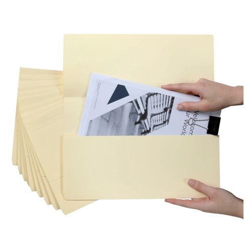 Marbig Slimpick Foolscap Cardboard Document Wallet Bright Buff Pack 10