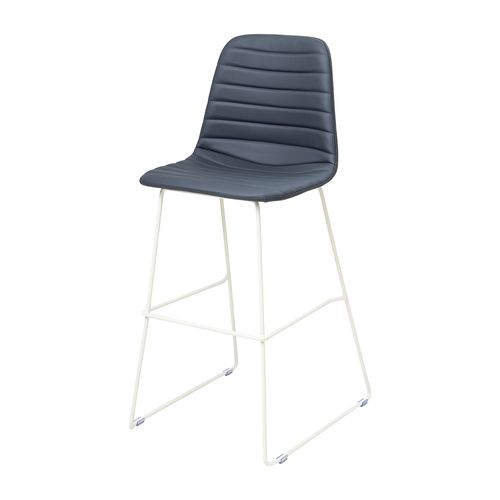 Sofia Barstool White Sled Base Navy PU