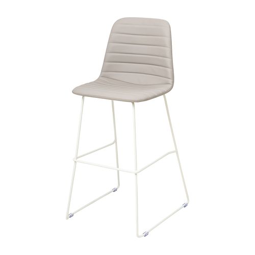 Sofia Barstool White Sled Base Light Grey PU