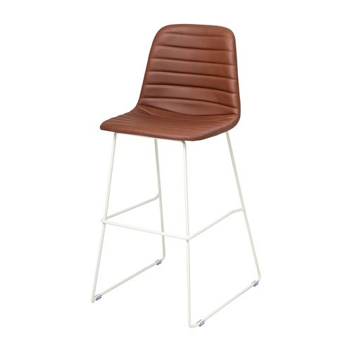 Sofia Barstool White Sled Base Russet Tan PU