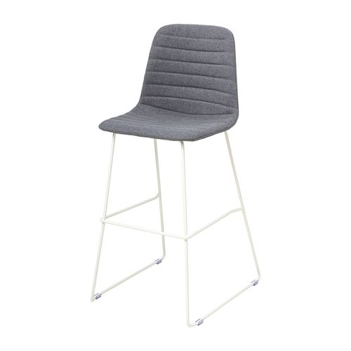 Sofia Barstool White Sled Base Pewter Fabric