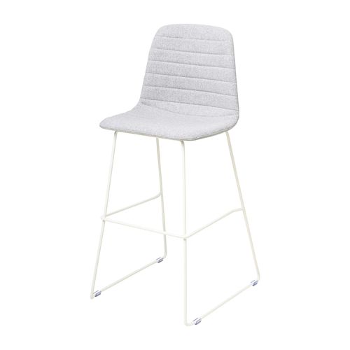 Sofia Barstool White Sled Base Greymist Fabric