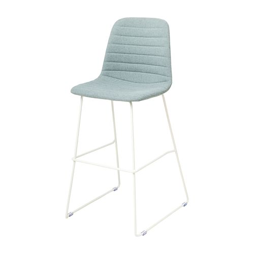 Sofia Barstool White Sled Base Leaf Fabric