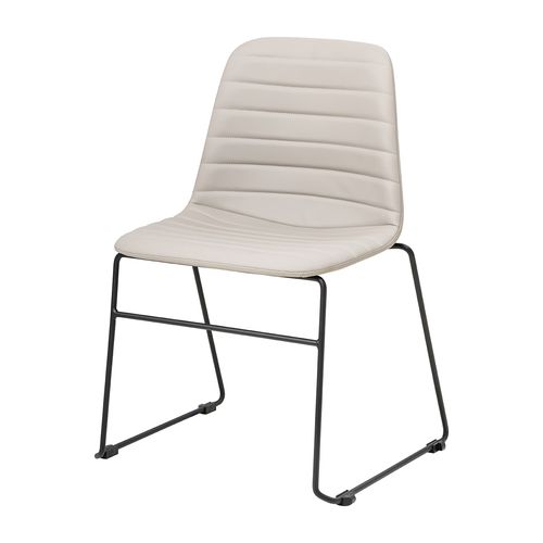 Sofia Chair Black Sled Base Light Grey PU