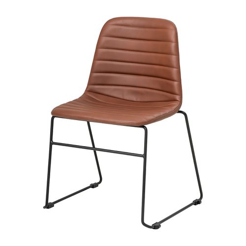 Sofia Chair Black Sled Base Russet Tan PU