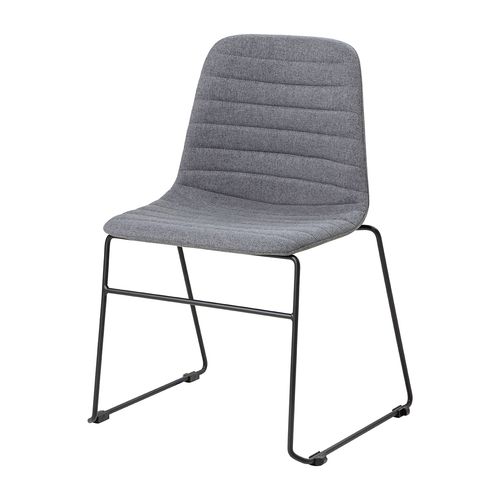 Sofia Chair Black Sled Base Pewter Fabric