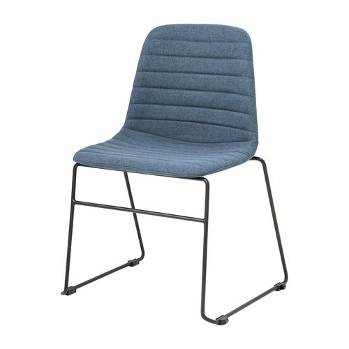 Sofia Chair Black Sled Base Steel Blue Fabric