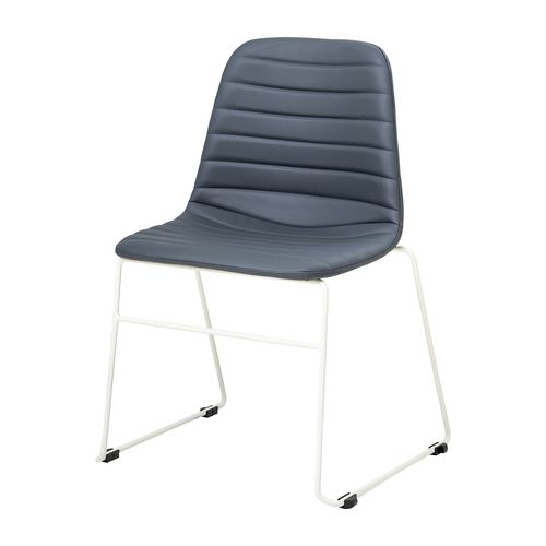 Sofia Chair White Sled Base Navy PU