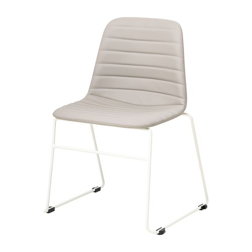 Sofia Chair White Sled Base Light Grey PU
