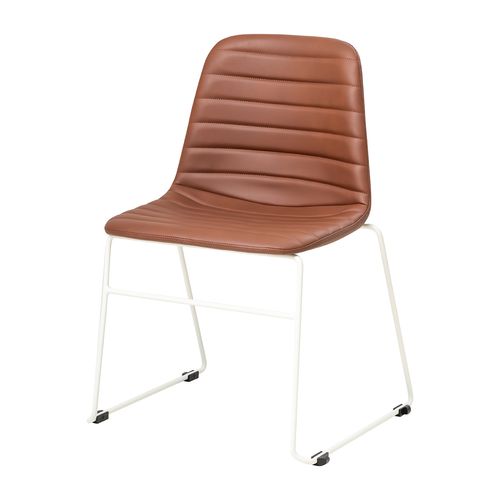 Sofia Chair White Sled Base Russet Tan PU