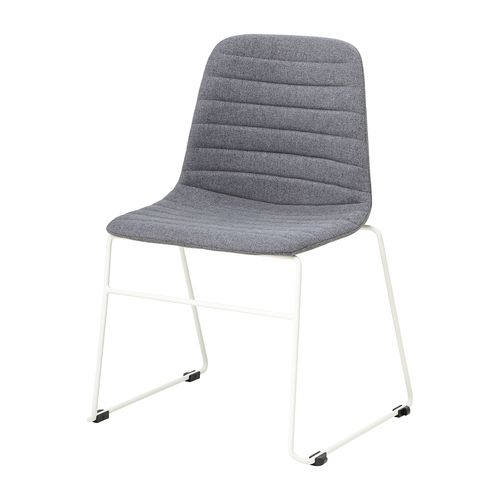 Sofia Chair White Sled Base Pewter Fabric