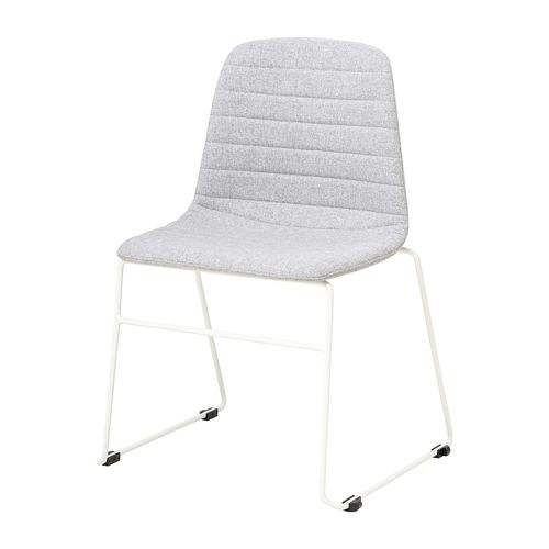Sofia Chair White Sled Base Greymist Fabric