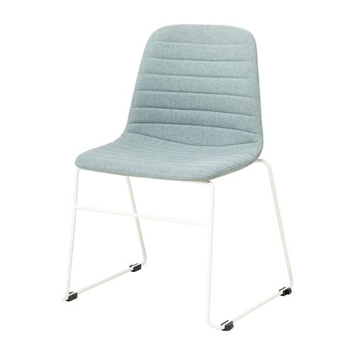 Sofia Chair White Sled Base Leaf Fabric