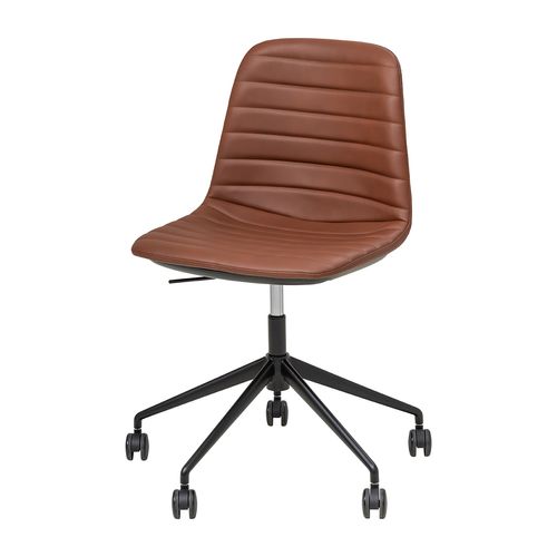 Sofia Chair Black Gas Lift Castor Base Russet Tan PU