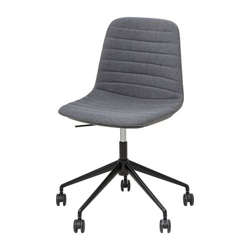 Sofia Chair Black Gas Lift Castor Base Pewter Fabric