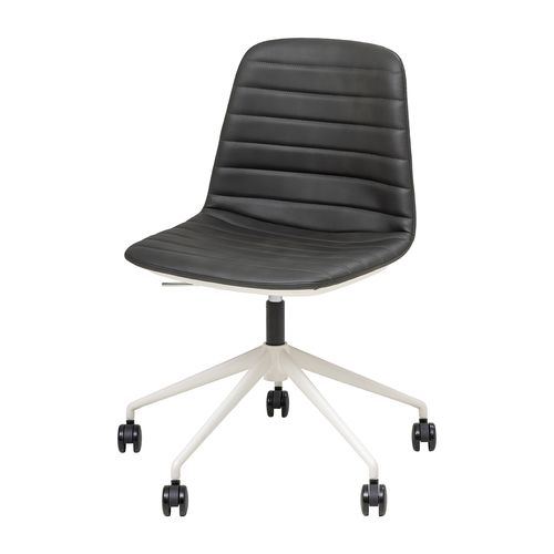 Sofia Chair White Gas Lift Castor Base Black PU