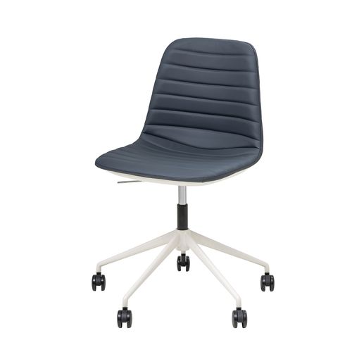 Sofia Chair White Gas Lift Castor Base Navy PU