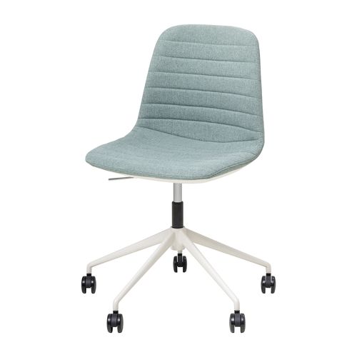 Sofia Chair White Gas Lift Castor Base Leaf Fabric