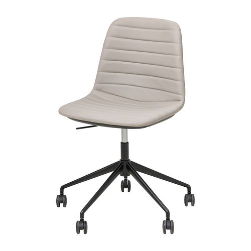 Sofia Chair Black Gas Lift Castor Base with Tilt Light Grey PU