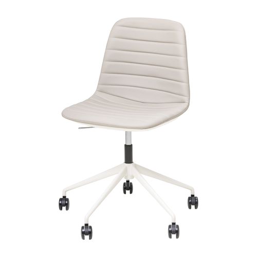 Sofia Chair White Gas Lift Castor Base with Tilt Light Grey PU