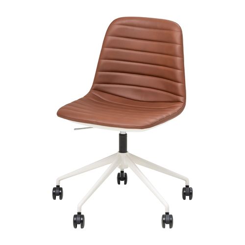 Sofia Chair White Gas Lift Castor Base with Tilt Russet Tan PU