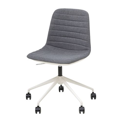 Sofia Chair White Gas Lift Castor Base with Tilt Pewter Fabric