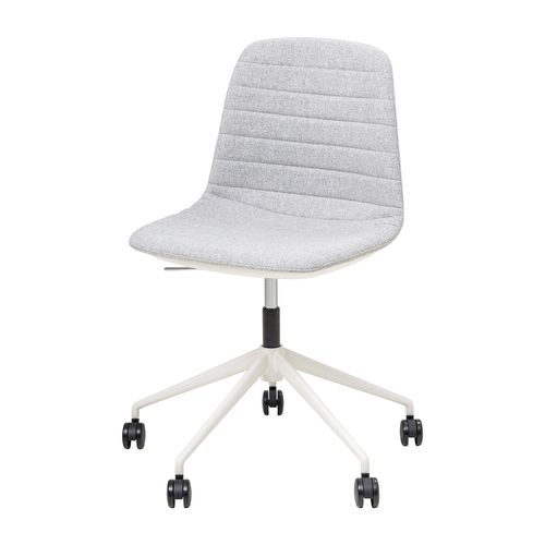 Sofia Chair White Gas Lift Castor Base with Tilt Greymist Fabric
