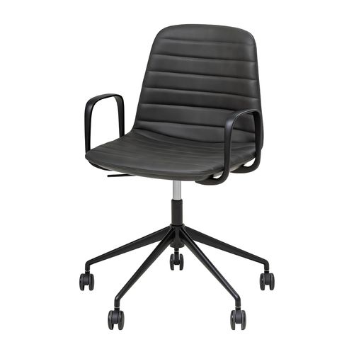 Sofia Chair Black Gas Lift Castor Base with Arms & Tilt Black PU
