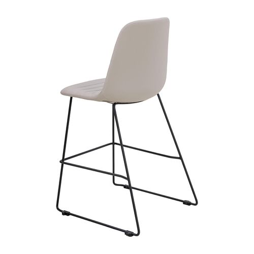 Sofia Kitchen Stool Black Sled Base Light Grey PU