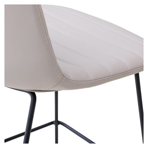 Sofia Kitchen Stool Black Sled Base Light Grey PU