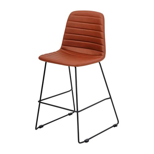 Sofia Kitchen Stool Black Sled Base Russet Tan PU