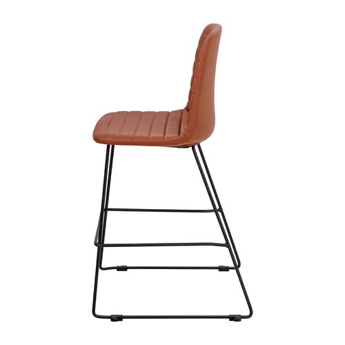 Sofia Kitchen Stool Black Sled Base Russet Tan PU
