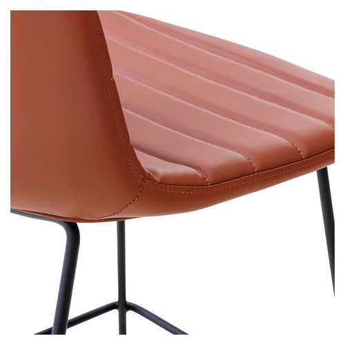 Sofia Kitchen Stool Black Sled Base Russet Tan PU