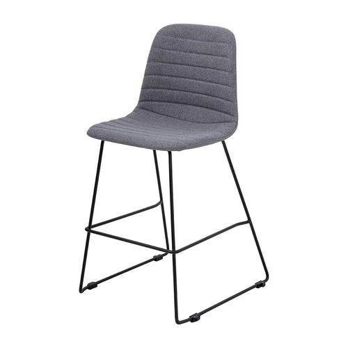 Sofia Kitchen Stool Black Sled Base Pewter Fabric
