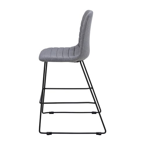 Sofia Kitchen Stool Black Sled Base Pewter Fabric