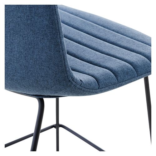 Sofia Kitchen Stool Black Sled Base Steel Blue Fabric